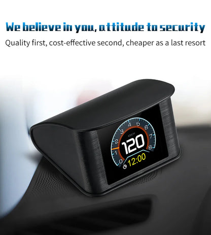 P10 Pro Head-Up Display – On-Board OBD2 Computer with Digital Speedometer, Mileage, Temperature & Driving Data Gauge
