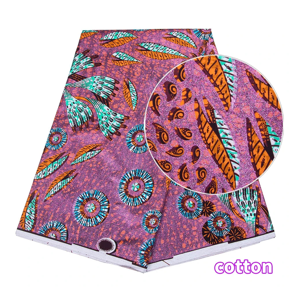 100% Cotton African Ankara Wax Fabric - 6 Yards Party Dress Sewing & Craft Print