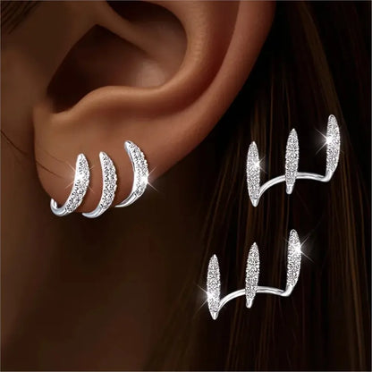 Elegant Rhinestone Three-Claw Earrings for Women – Cute Luxury Party Jewelry Gift