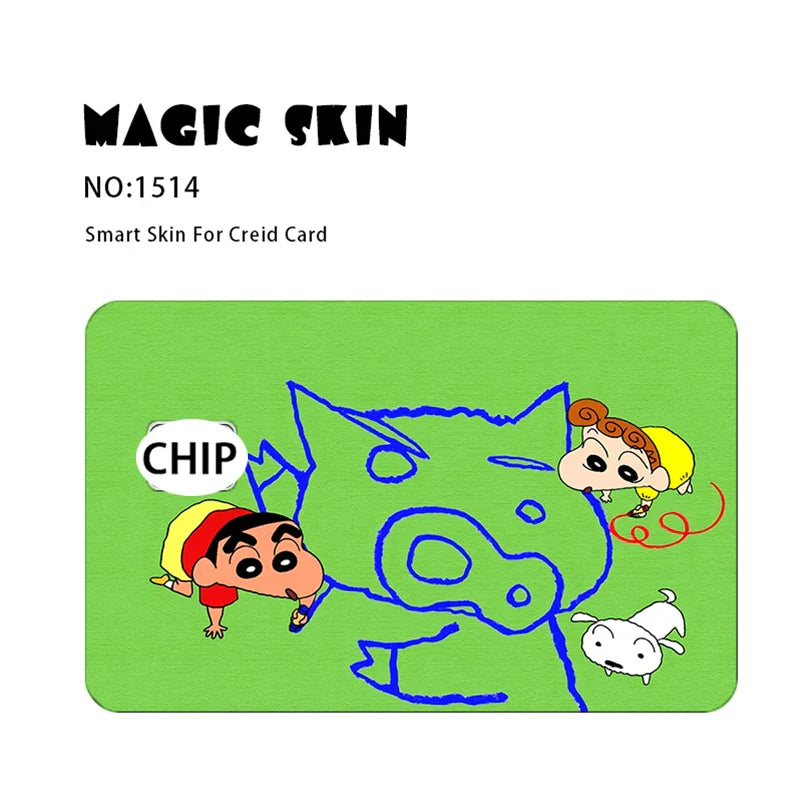 Anime Crayon Shin-Chan Poker PVC Sticker — Waterproof Cartoon Skin for Credit & Debit Cards