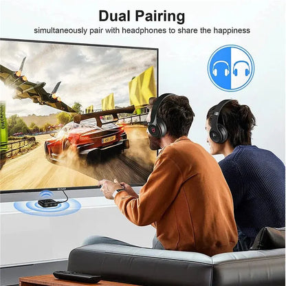 Bluetooth 5.2 Receiver Transmitter: APTX HD Low Latency 2-in-1 Wireless Audio Adapter - 3.5mm AUX for Car, Headphones, Speaker, TV, PC