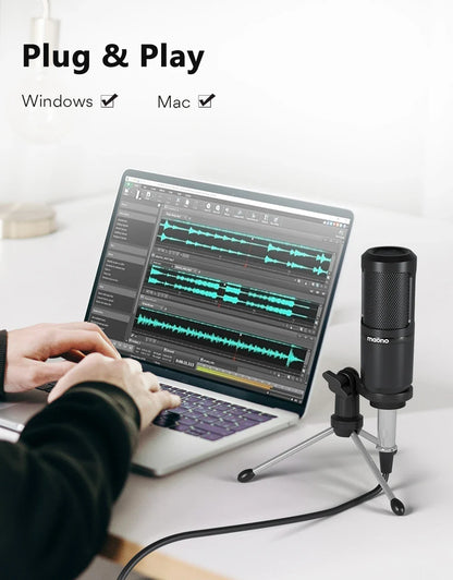 Maono PM360TR Condenser Podcast Microphone – 3.5mm Mic for Computer, Laptop, Phone, Sound Card, YouTube, Gaming & Recording
