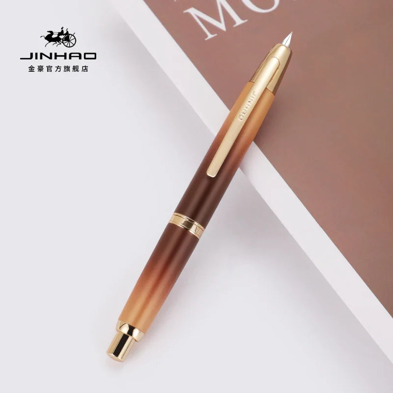 JINHAO 10 Metal Pearl Blue Fountain Pen – EF/F Nib, Pattern Design | Ink Pens for School, Office & Gifts