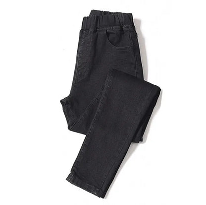 Women's Curvy Skinny Jeans - High Stretch Tummy Control Elastic Waist Mom Denim Pants
