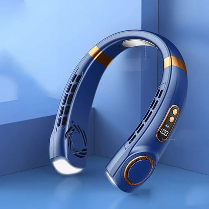 Portable Neck Fan - Hands Free Bladeless Personal Cooling Fan with LED, 4 Cooling Plates & 4000mAh Rechargeable Battery