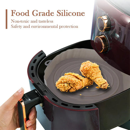 Reusable Air Fryer Silicone Pot & Baking Tray Set – 1/2/3PCS Silicone Basket for Pizza, Fried Chicken & Grill