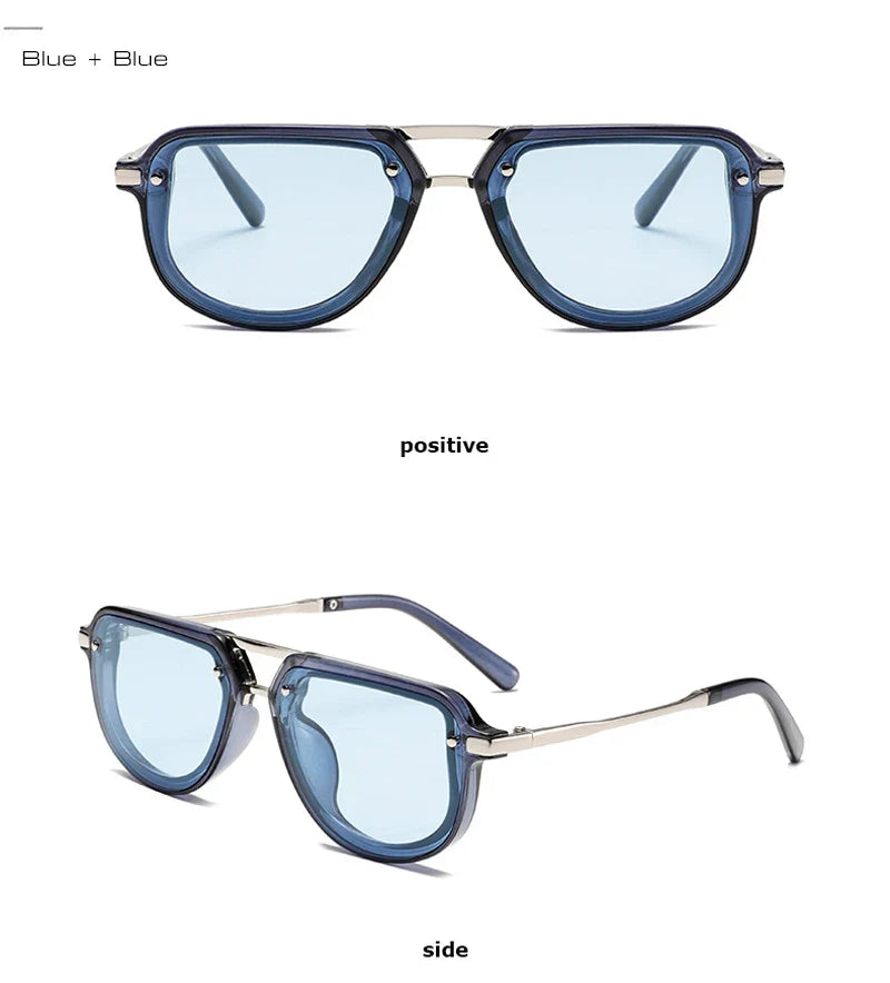 SHAUNA Retro Oval Sunglasses – Luxury Punk UV400 Shades for Women & Men