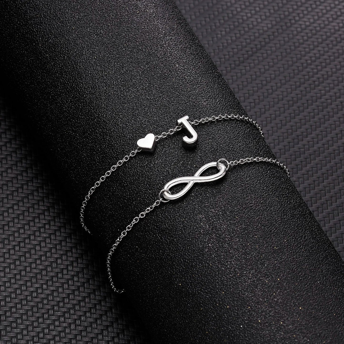 Bohemia A-Z Letter Initial Anklet for Women - Silver Heart Initial Anklet Bracelet, Beach Party & Travel Foot Jewelry