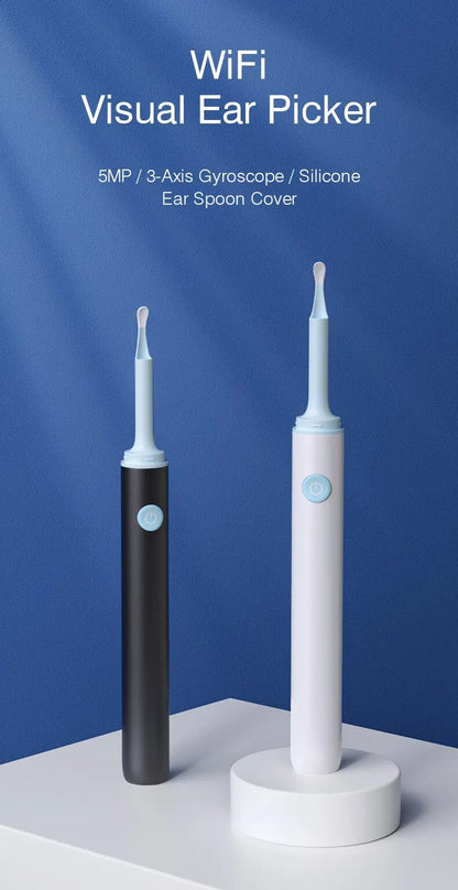 Wireless Visual Ear Endoscope Camera – 5MP Ear Cleaning Tools with Safe Silicone Earpick, Luminous Otoscope & Ear Wax Remover