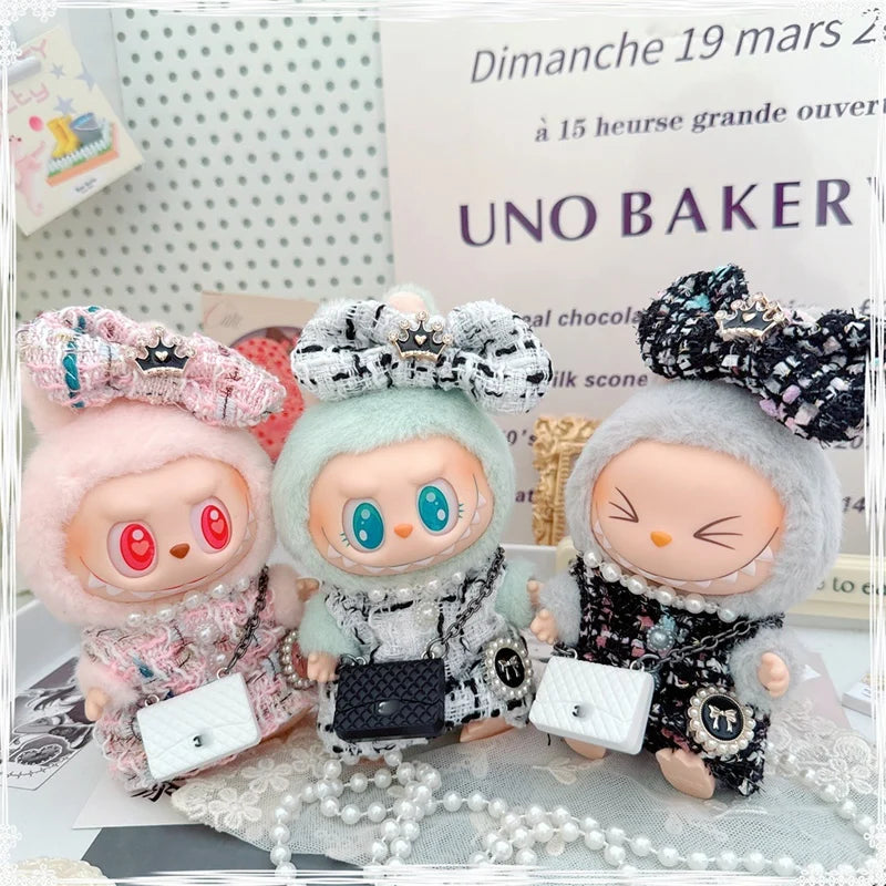 17cm Labubu Doll Accessories - Luxury Sweet Woolen Suit, Crossbody Bag & Princess Shoes Set