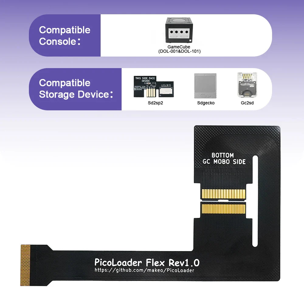 RetroScaler Black PicoLoader Flex Cable – No-Weld SD2SP2/GC2SD SDGecko for Nintendo GameCube Console