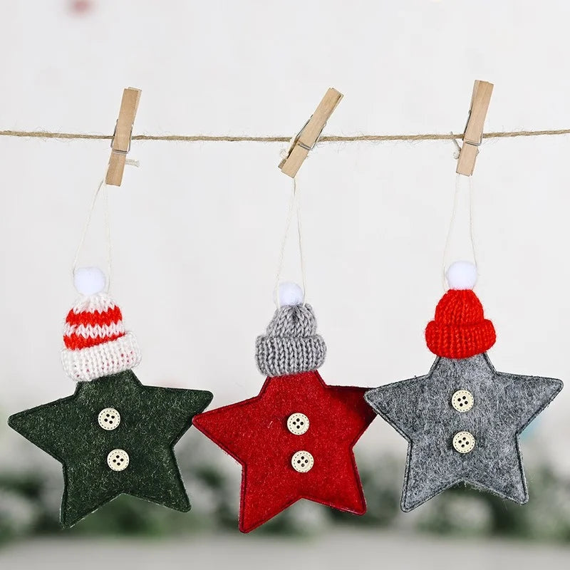 Red Star Christmas Tree Ornament – DIY Xmas Pendant New Year Party Gift Home Decor Noel Navidad