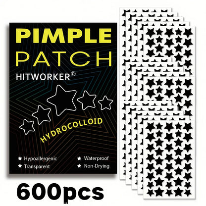 600 Black Star Pimple Patches – Celebrity-Inspired Waterproof Acne Concealer Dots, 600 Count Limited Edition