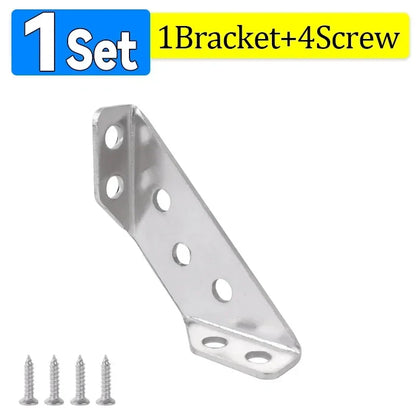 Stainless Steel Corner Brackets Set – Heavy-Duty Angle Shelf & Cabinet Support Connectors with Screws
