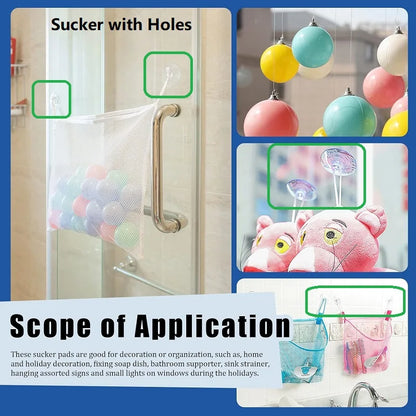 10-Pack Perforated Suction Cups (30/40/50/60mm) — Clear PVC Sucker Pads for Glass Windows, Car & Wedding Decor