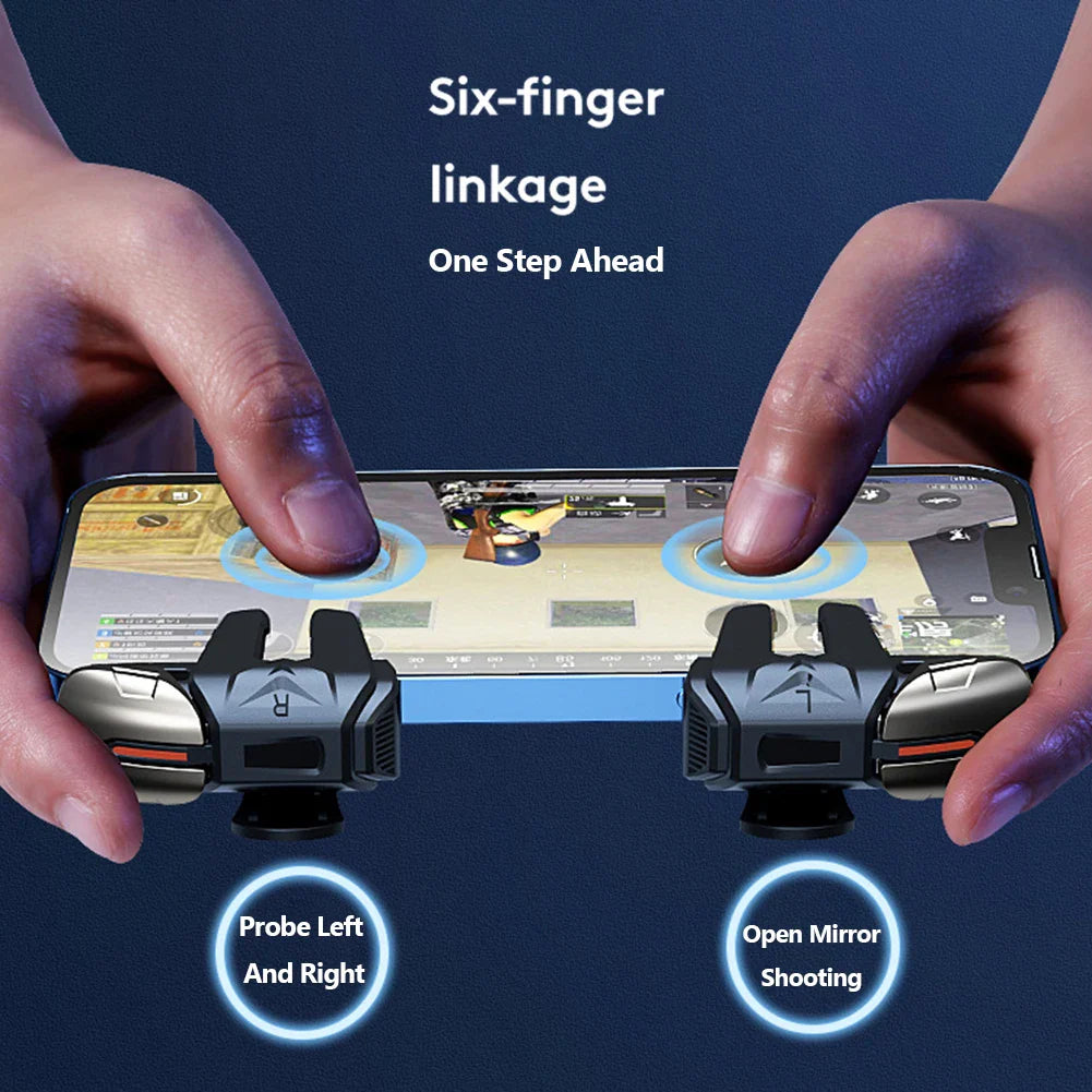 G21 Mobile Game Trigger Gamepad — 6-Finger Aim Shooting Joystick with L1 R1 Buttons for PUBG Controller