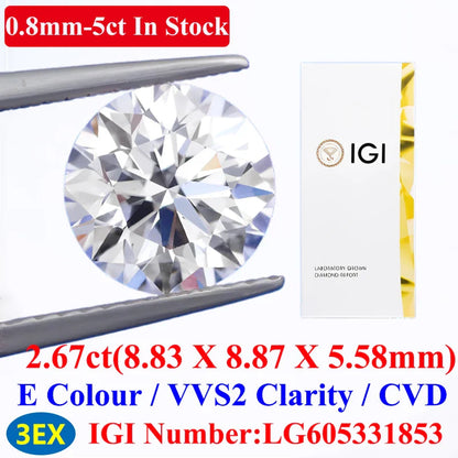 0.1–5CT Super White Lab-Grown Diamond Loose — IGI/GIA Certified, HPHT & CVD, DEFG VVS-SI, Diamond Tester Approved for Wedding Jewelry