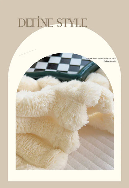 Solid Color Rabbit Plush Blanket - Office Nap Shawl, Air Conditioning Blanket & Sofa Cover