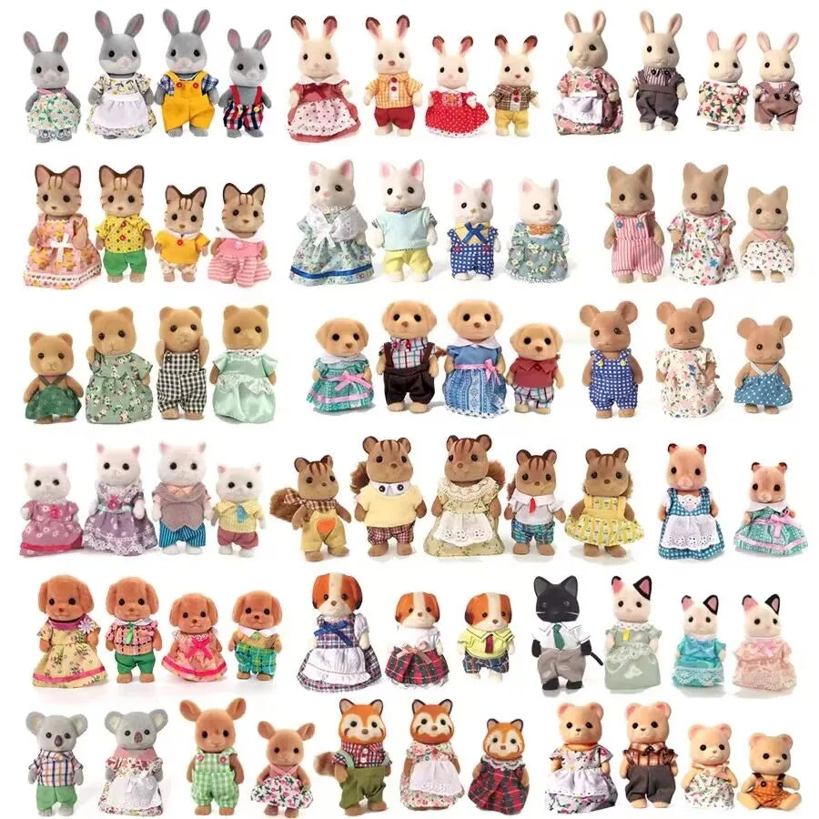 Simulation Forest Rabbit Family Playset – Mini DIY Rabbit & Bear Figure Toys for Kids Gifts