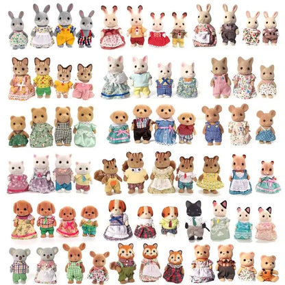 Simulation Forest Rabbit Family Playset – Mini DIY Rabbit & Bear Figure Toys for Kids Gifts