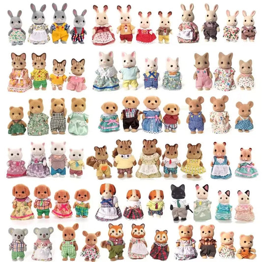 Simulation Forest Rabbit Family Playset – Mini DIY Rabbit & Bear Figure Toys for Kids Gifts
