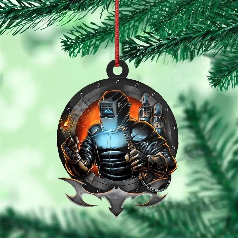 Acrylic Christmas Welder Ornament – Cartoon Tree Hanging Decoration for Car Mirror or Holiday Crafts
