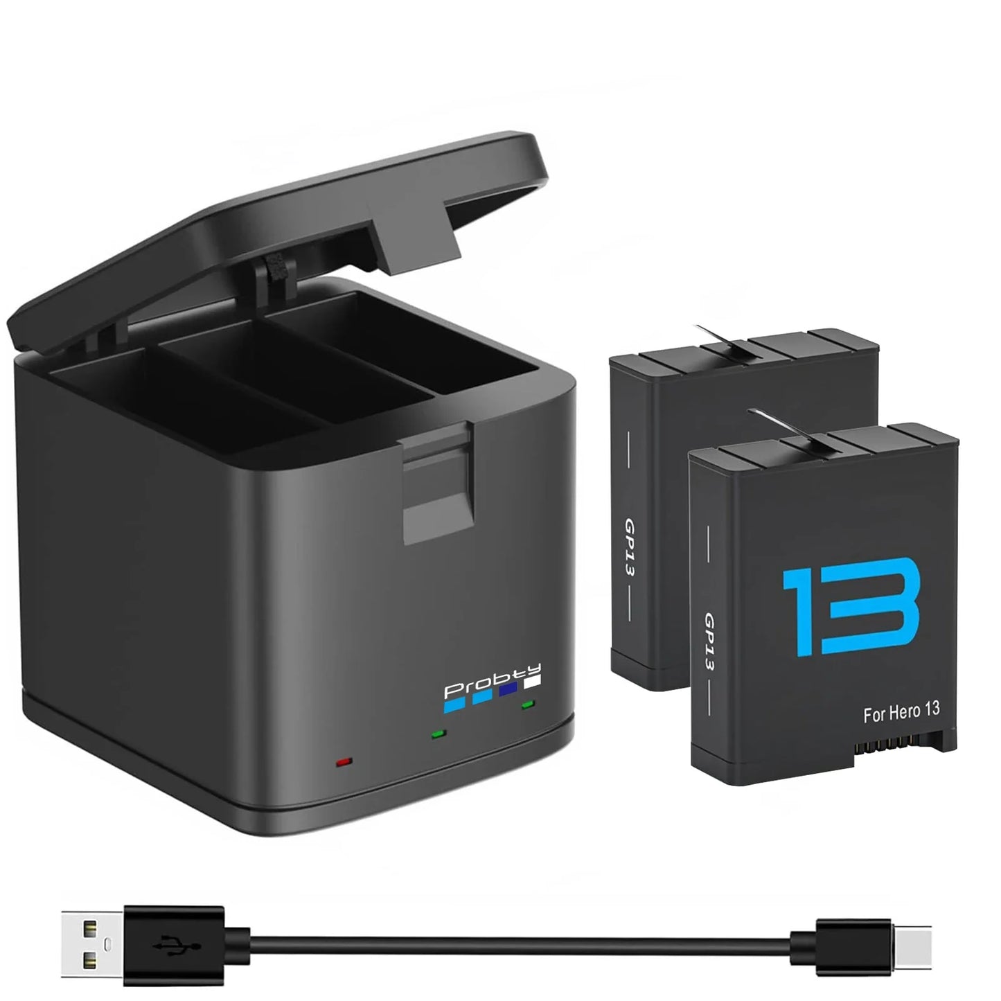 2280mAh Battery for GoPro Hero 13 – with 3-Slot Box Charger, GoPro Hero 13 Black Camera Accessories
