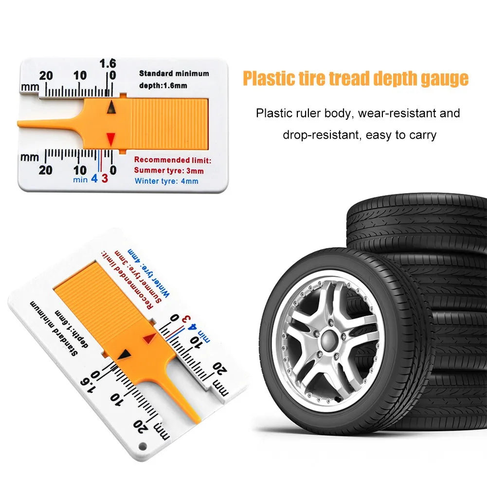 Auto Car Tire Tread Depth Gauge - 0-20mm Depthometer, Plastic Wheel Measure Tool for Tread Indicator