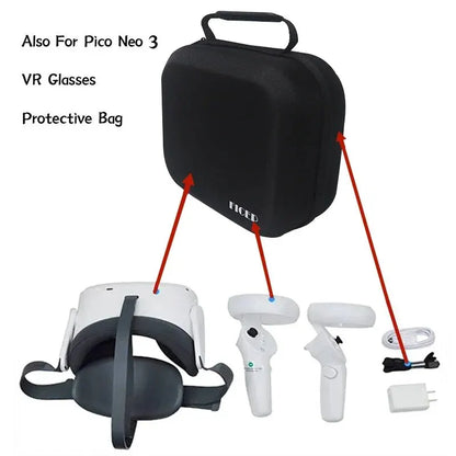 FICEP Hard EVA Carrying Case for Oculus Quest 2, Meta Quest 3 & Pico 4 – Portable VR Headset Travel Storage Bag