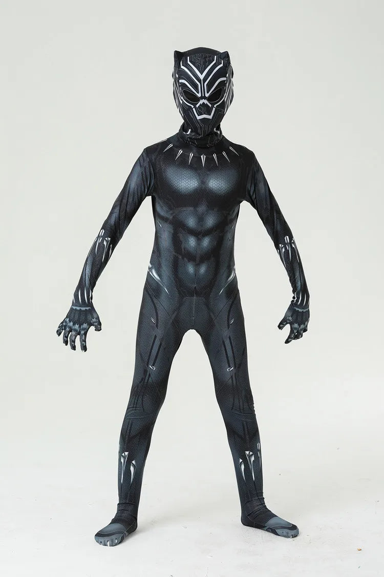 Anime Superhero Black Panther Cosplay Costume – Jumpsuit Bodysuit for Kids, Boys & Adults, Halloween Dress-Up