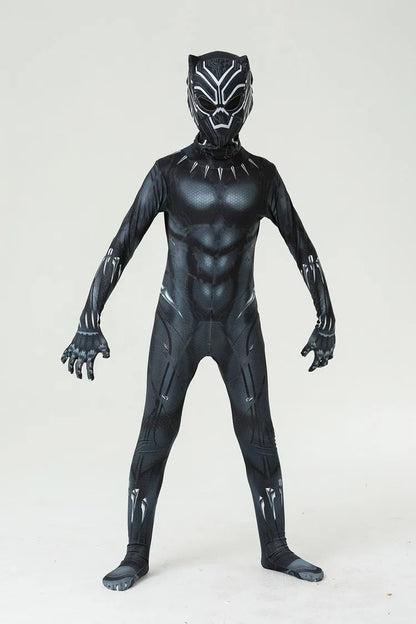 Anime Superhero Black Panther Cosplay Costume – Jumpsuit Bodysuit for Kids, Boys & Adults, Halloween Dress-Up