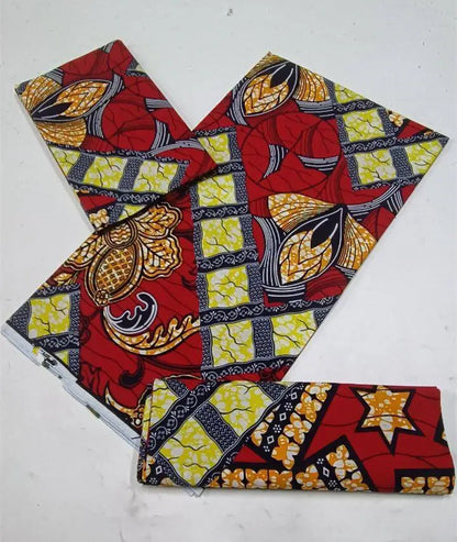 100% Cotton Ankara Fabric - High Quality African Print Batik Real Wax Pagne 6 Yards for Stylish Sewing