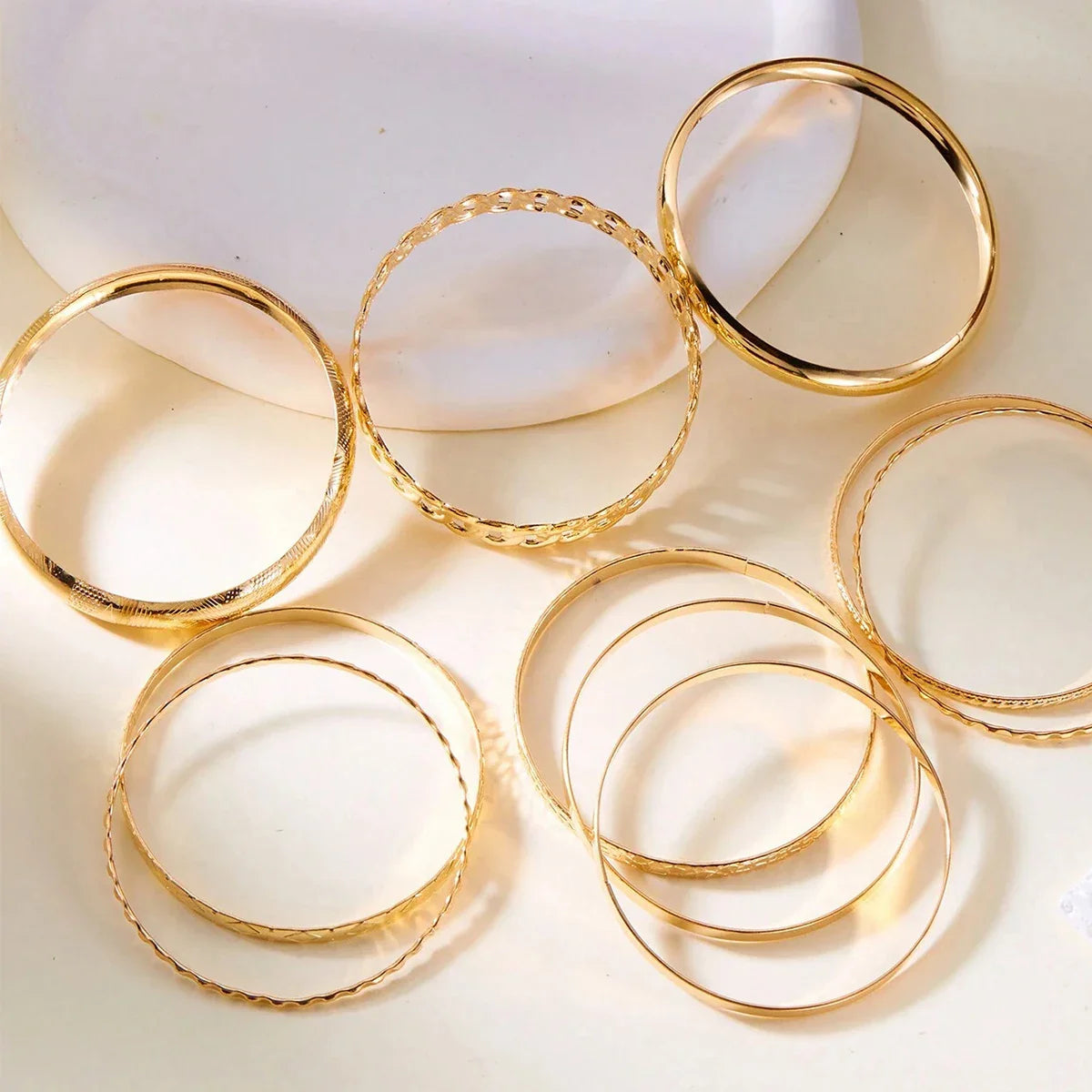 10PCS Metal Bangles Set for Women – Heavy Punk Hip Hop Textured Stackable Bracelets Fashion Party Jewelry Accessories