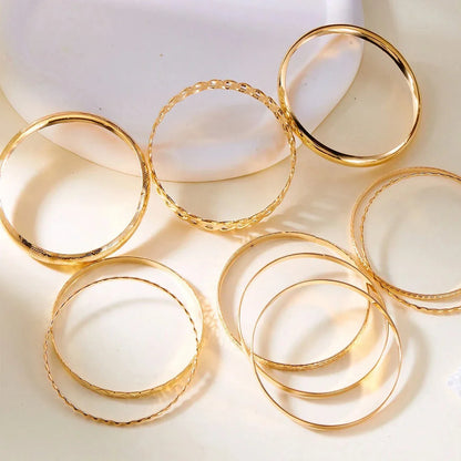 10PCS Metal Bangles Set for Women – Heavy Punk Hip Hop Textured Stackable Bracelets Fashion Party Jewelry Accessories