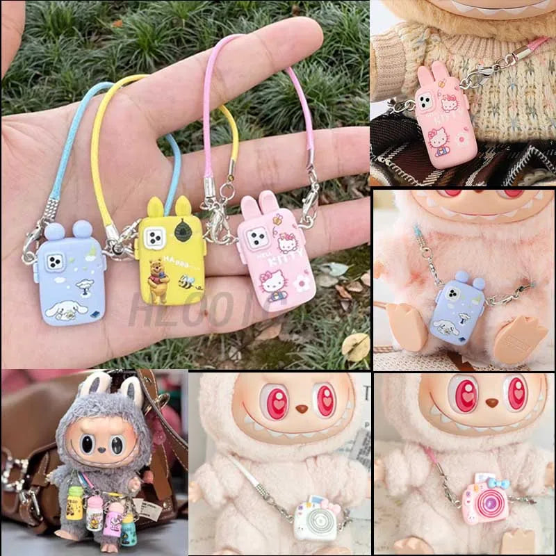 Cartoon Camera Phone Bag for Labubu Crybaby — 10-15cm Cotton EXO Plush Doll Accessories