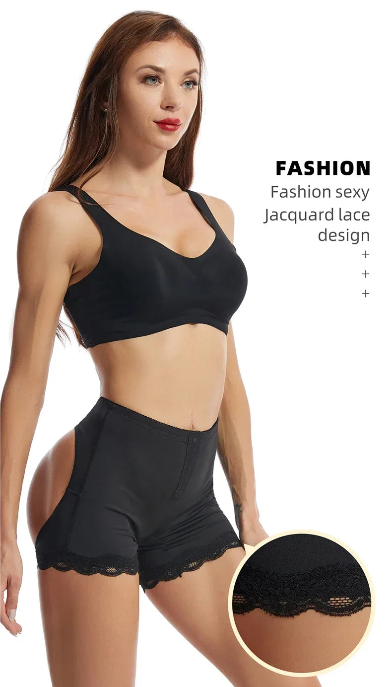 Butt Lifter Panties - Open Booty Shorts, Tummy Control Hip Enhancer, Wedding Underwear, Ass Push-Up Shapewear