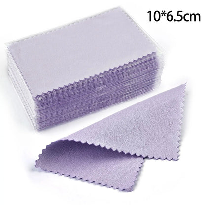 50pcs Silver Polishing Cloths – Soft Cleaning Wipes for Necklaces, Rings & Jewelry Care (10x6.5cm & 8x8cm)