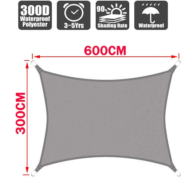Outdoor Waterproof Sun Shade Sail – Rectangle Canvas Awning for Garden, Terrace, Pool & Car Sun-Shelter