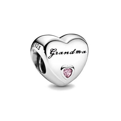 Europe 925 Silver Family Charm Pendant - Boy, Girl, Mom & Sisters Bead for Pandora Bracelet, Sparkling Dangle Jewelry