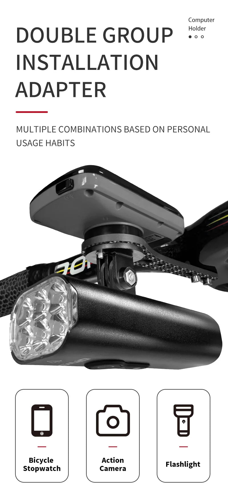 BUCKLOS Carbon Fiber Bike Computer Mount – 143mm/165mm Speedometer Holder for Garmin, Road & Mountain Bikes
