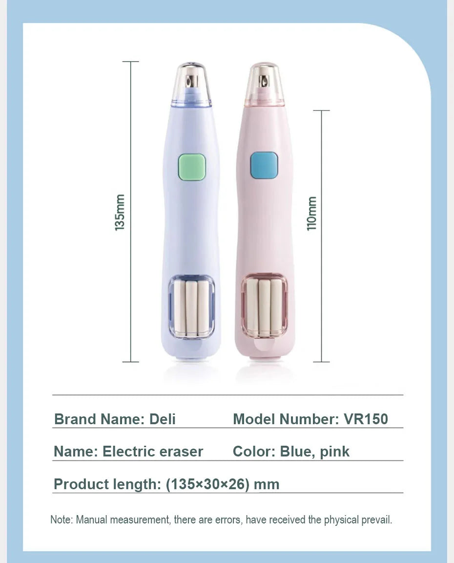 Deli Electric Eraser Pen — Automatic Sketch & Drawing Eraser with Refill Batteries for Kids