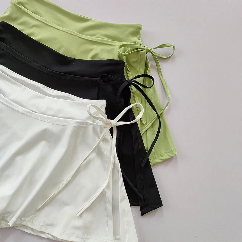 Quick-Drying Sports Yoga Skirt: Badminton Tennis Skirt with Side Split Strap - Half-Body Pants with Pockets for Outwear