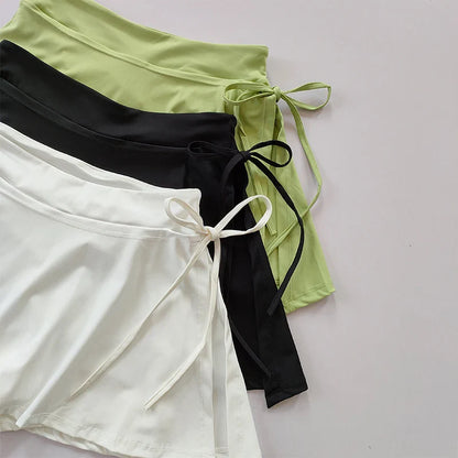 Quick-Drying Sports Yoga Skirt: Badminton Tennis Skirt with Side Split Strap - Half-Body Pants with Pockets for Outwear