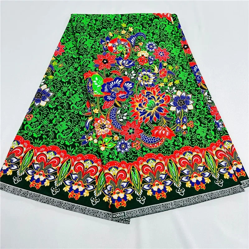 6 Yards African Real Wax Ankara Fabric - 100% Cotton Party Dress Print