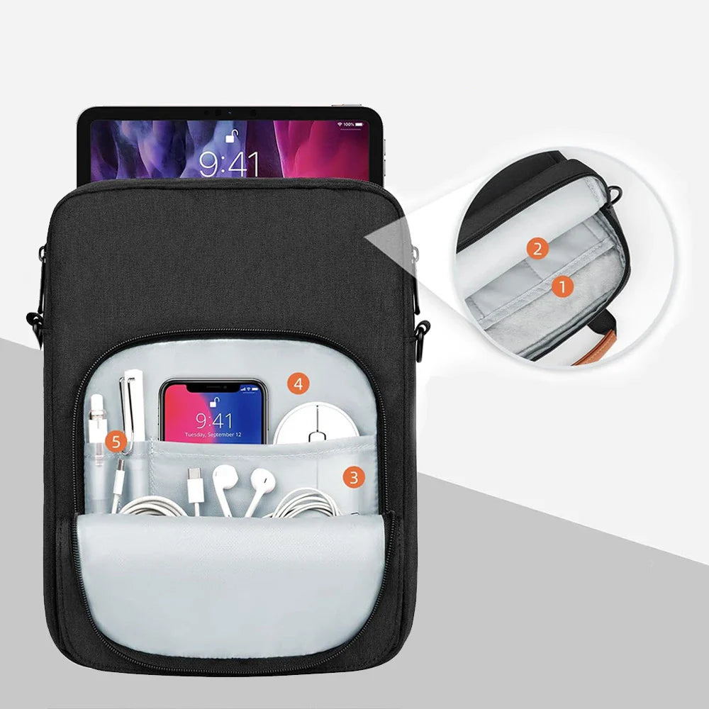 Tablet Handbag Case Sleeve - Portable Pouch for iPad 9th/8th, Air 4/5, Xiaomi, Lenovo 9.7-11in Tablets
