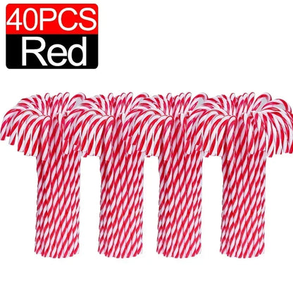 100/10pcs Christmas Candy Cane Ornaments – Plastic Twisted Hanging Decorations for Tree & Party Favors