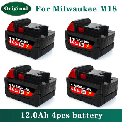 Original Milwaukee M18 18V 12000mAh Power Tool Battery – Includes Charger, BR, XC, M18B5, 48-11-1860, Built-in 21700 Battery