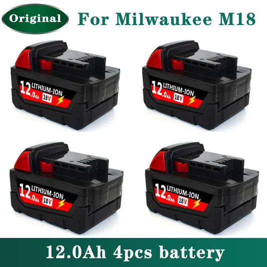 Original Milwaukee M18 18V 12000mAh Power Tool Battery – Includes Charger, BR, XC, M18B5, 48-11-1860, Built-in 21700 Battery