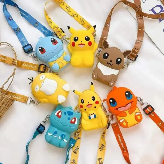 Cute Pikachu Silicone Purse – Pokémon Anime Shoulder Bag for Kids, Small Storage Princess Messenger Gift