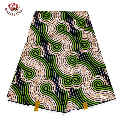 Ankara African Leaf Print Fabric - Real Wax Patchwork Sewing, Craft & DIY Textile Material